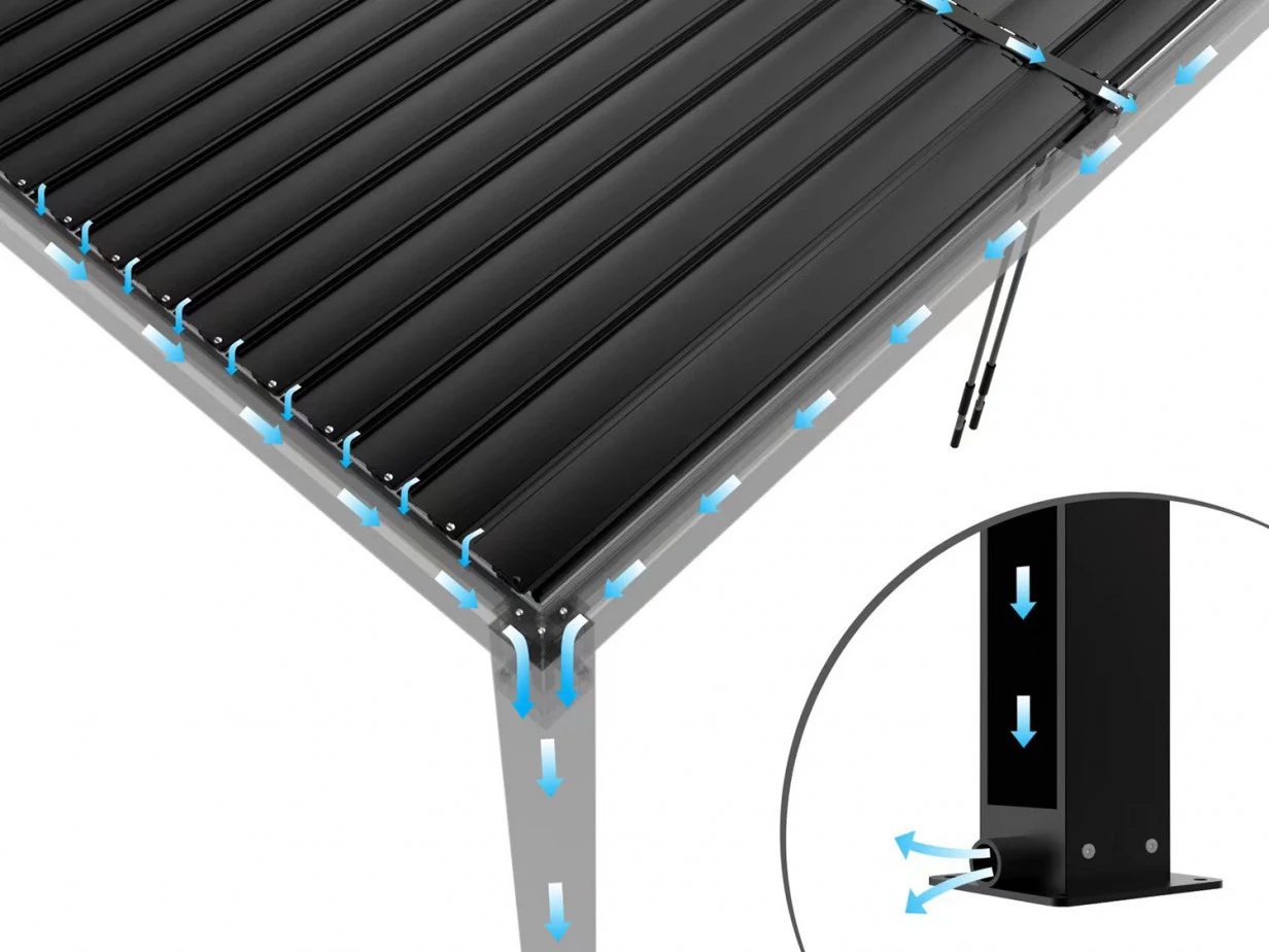 Aluminium Pergola met Lamellen Zwart 300 x 300 cm - Afbeelding 8